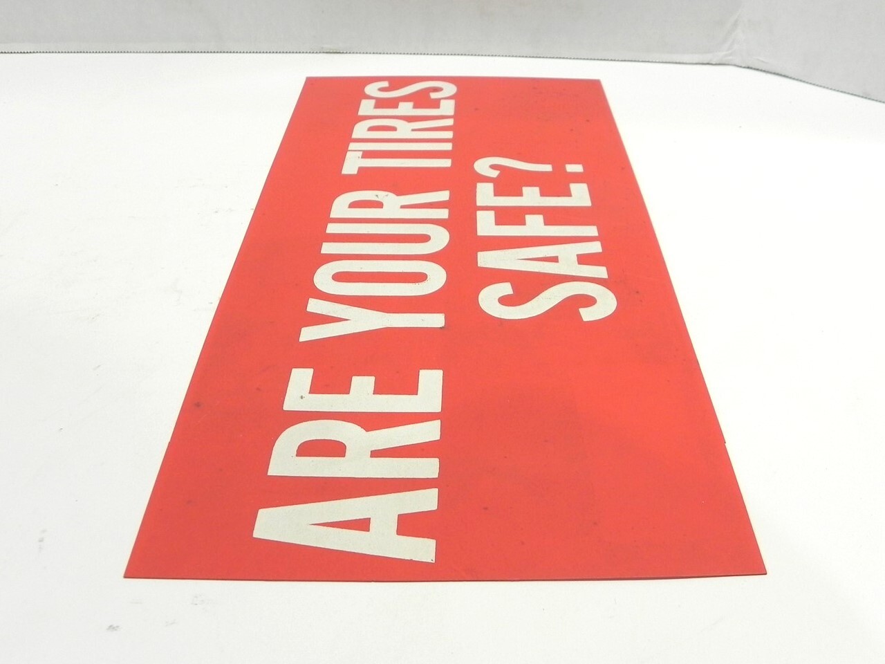 VINTAGE SHOP DISPLAY SIGN “CHECK ANTI-FREEZE” “ARE YOUR TIRES SAFE?” PRE-OWNED