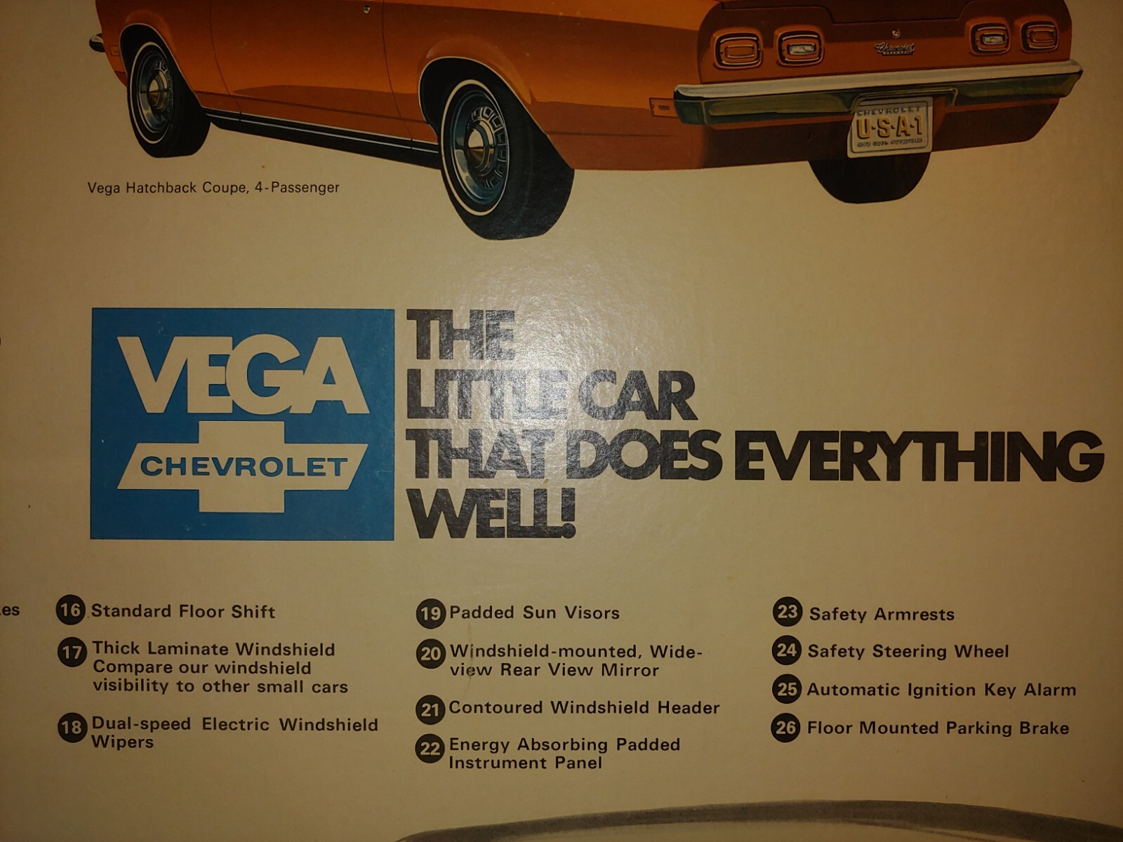 Vintage 1970 Huge 60″ x 40″ Chevrolet Vega Dealership Showroom Cardboard Poster