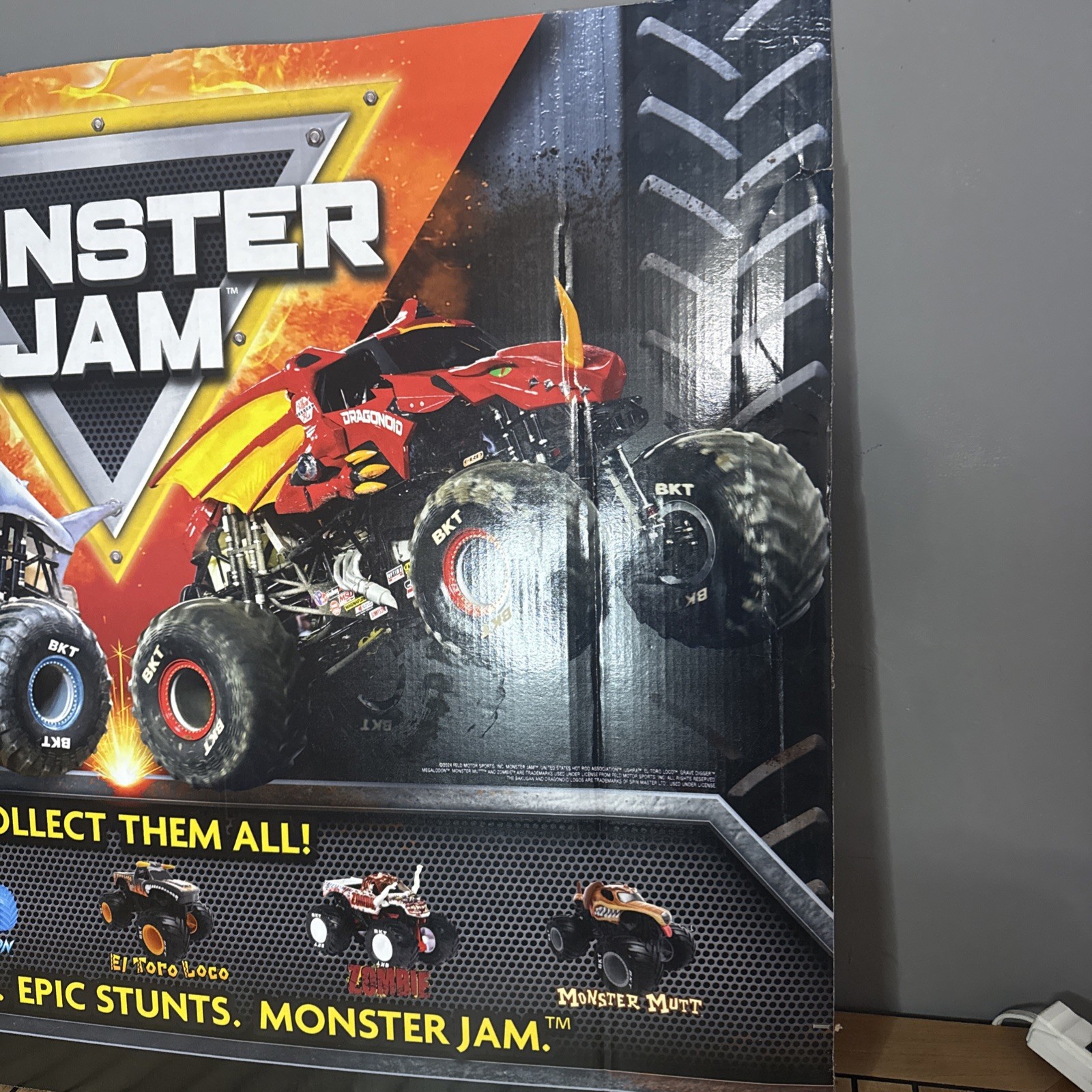 Monster Jam Store XL Display BIN section Megalodon Dragonoid Cardboard 48×36