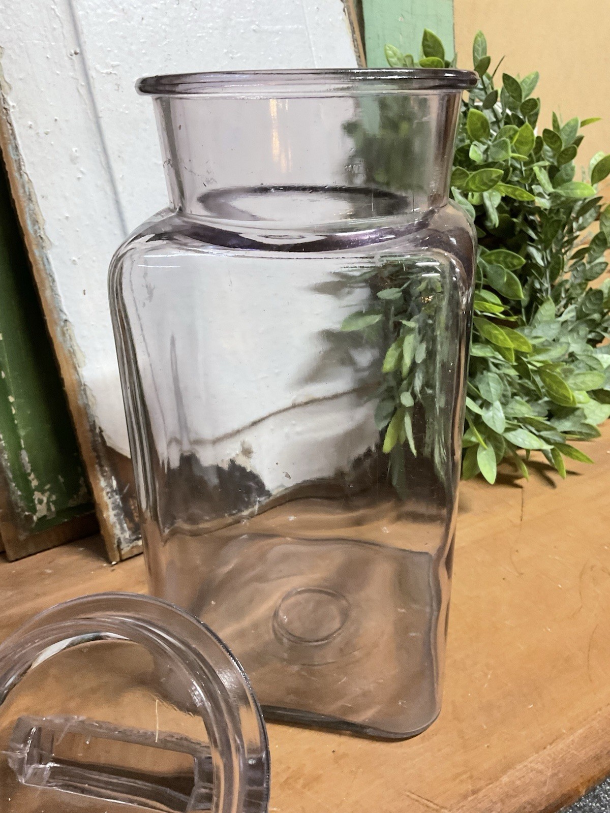 Antique Mercantile Candy Store Glass Jar Franklin Caro Co. Display Purple Hue