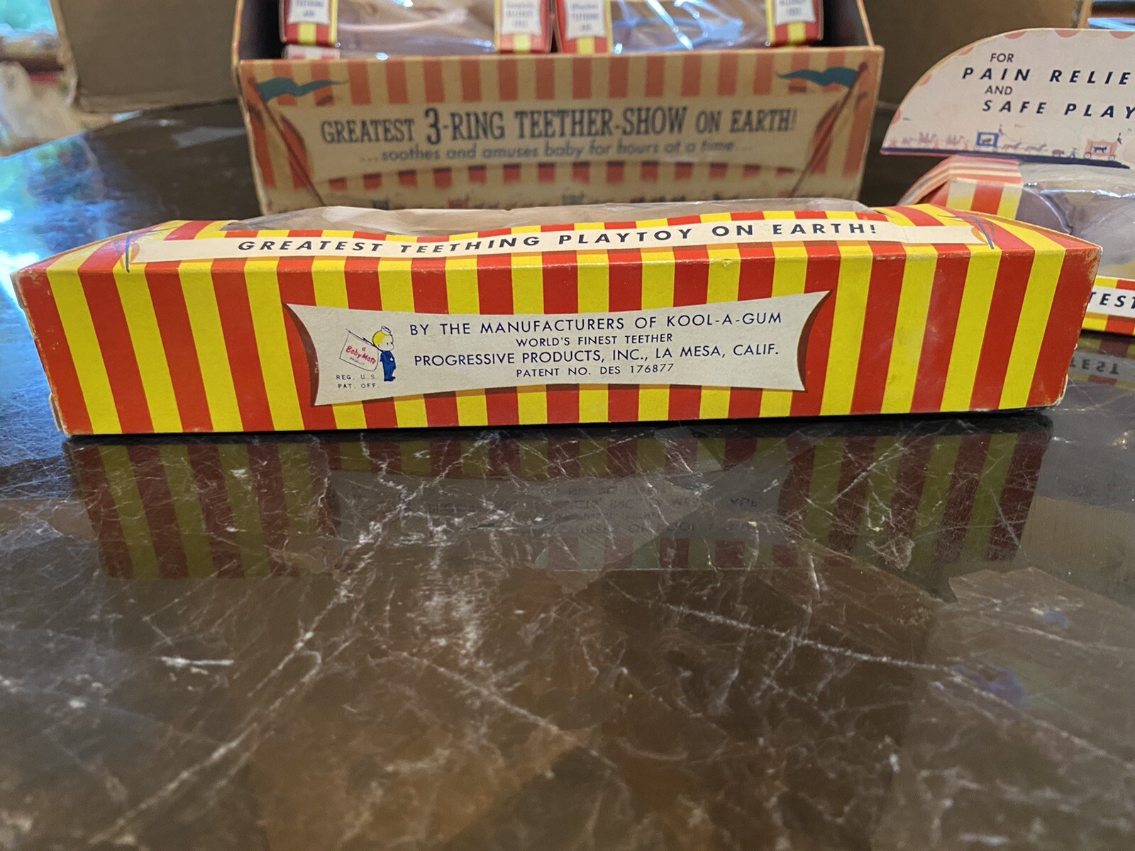 3 RING TEETHING CIRCUS RARE VINTAGE LARGE COUNTERTOP STORE DISPLAY 1940’s