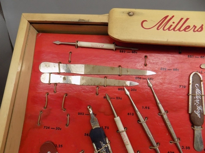 Vintage Millers Forge Store Counter Display 2 Drawer w/ Implements Pharmacy