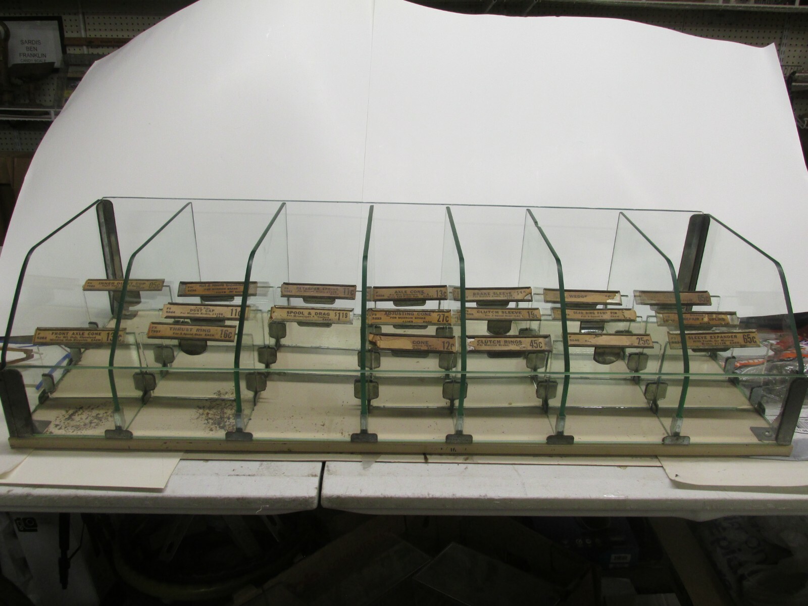 Vintage Morrow Brake Bicycle Glass Counter Top Store Display Rack Shelf