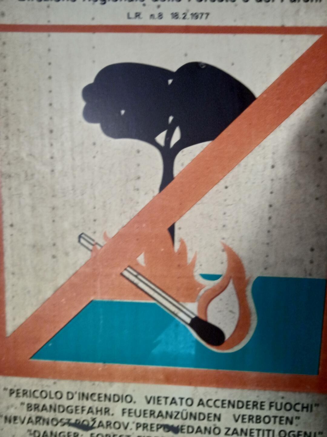 VINTAGE ORIGINAL FIRE HAZARD SIGN year 1985 GOOD CONDITION