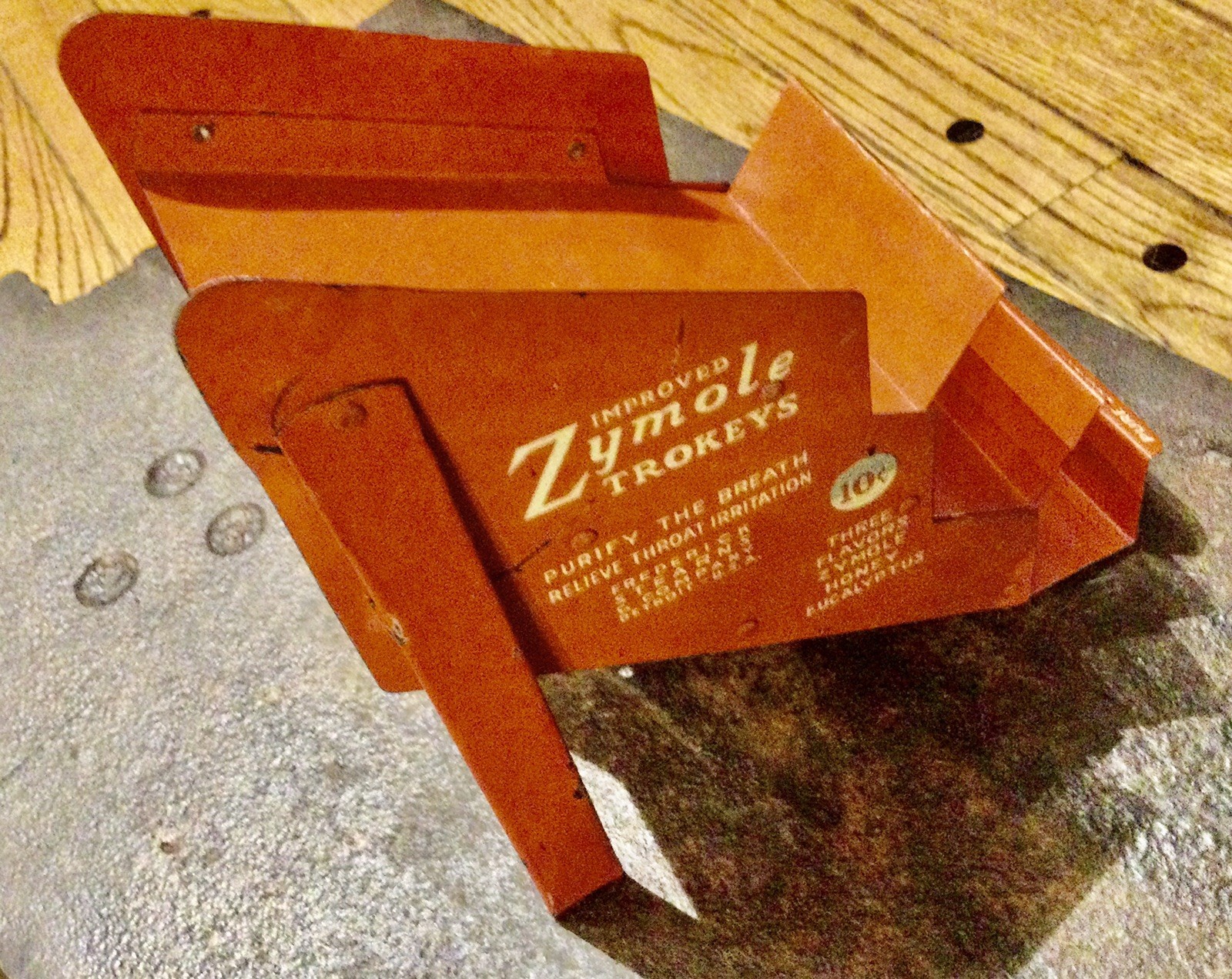 RARE! Antique 1930s Zymole Trokeys Flavored Cough Drops Metal Tin Store Display
