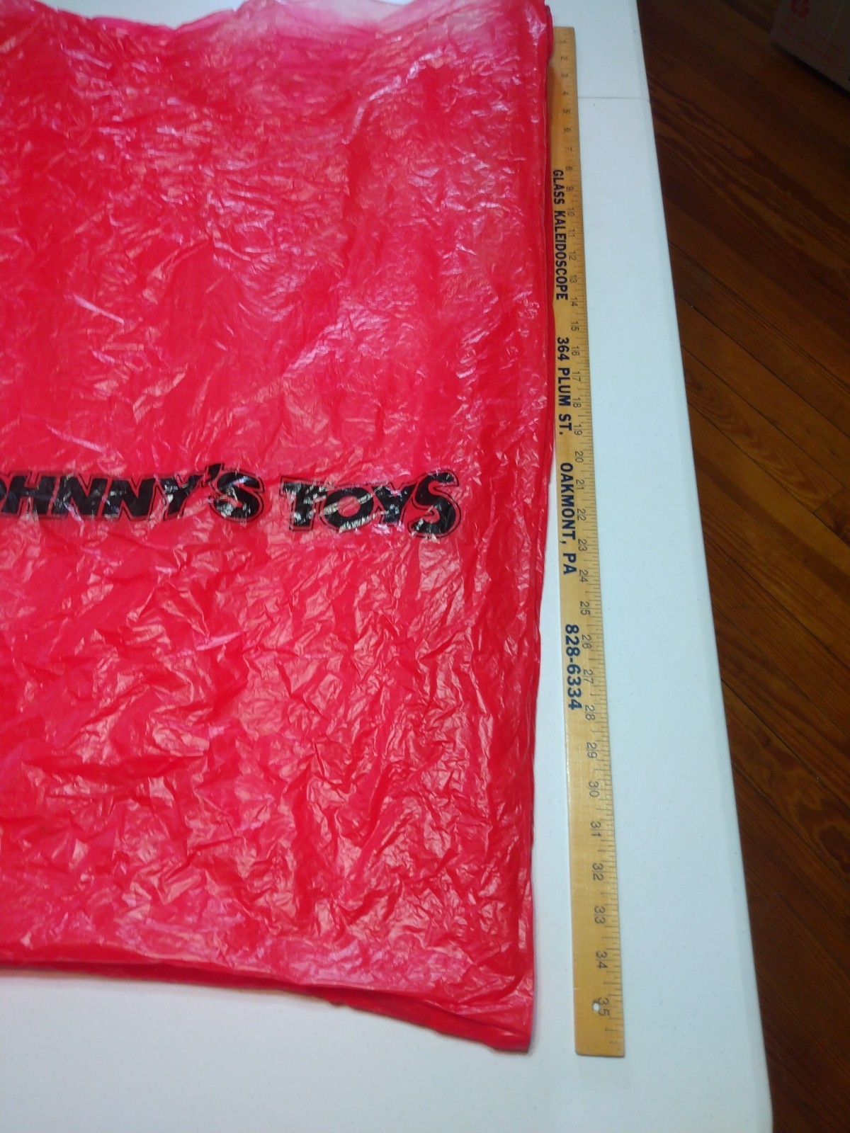 Huge Used Vintage Red Johnny’s Toys Latonia Kentucky Shopping Bag