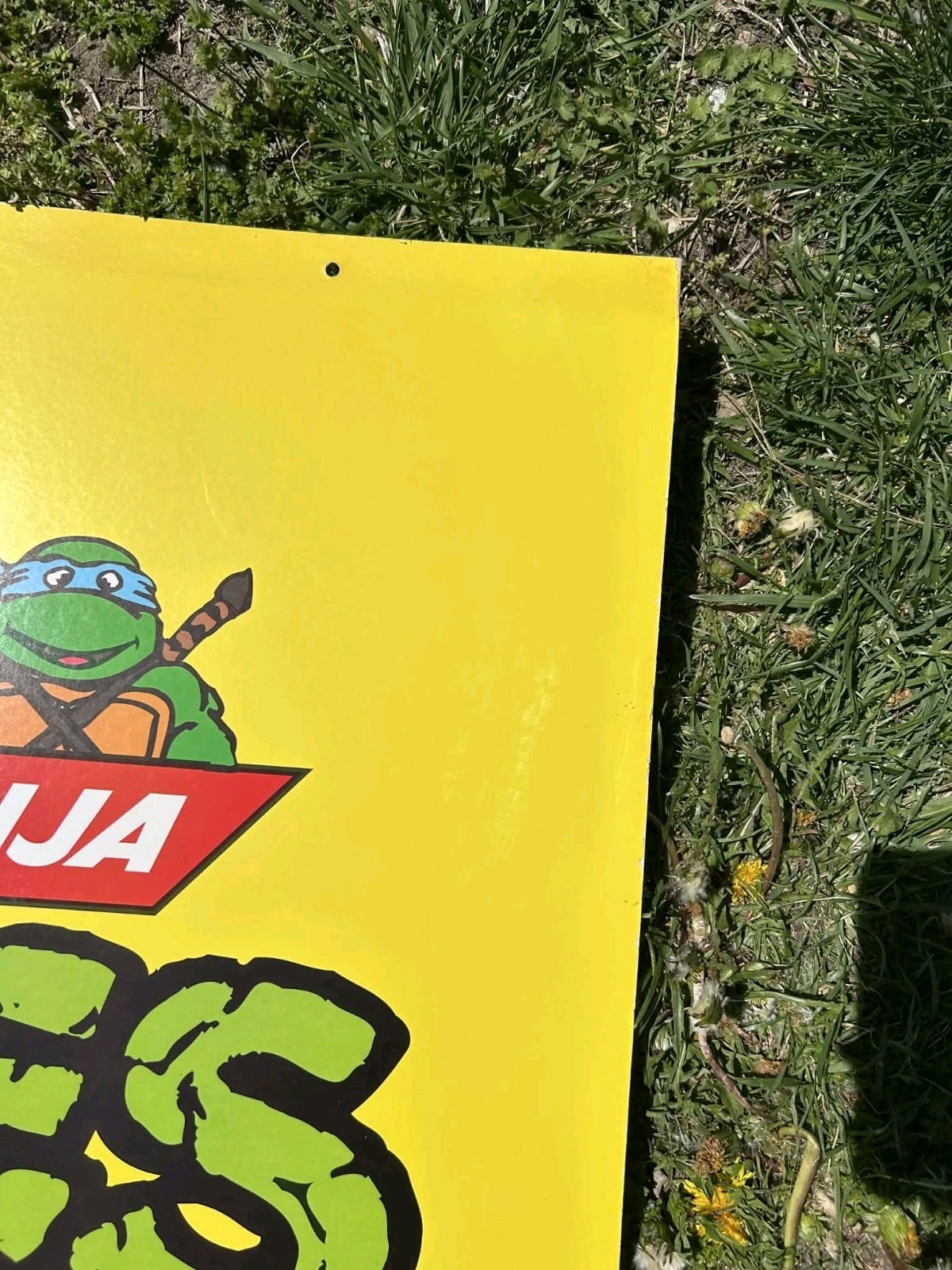 VINTAGE 80s TEENAGE MUTANT NINJA TURTLES TMNT TOY DOUBLE SIDED ADVERTISING SIGN