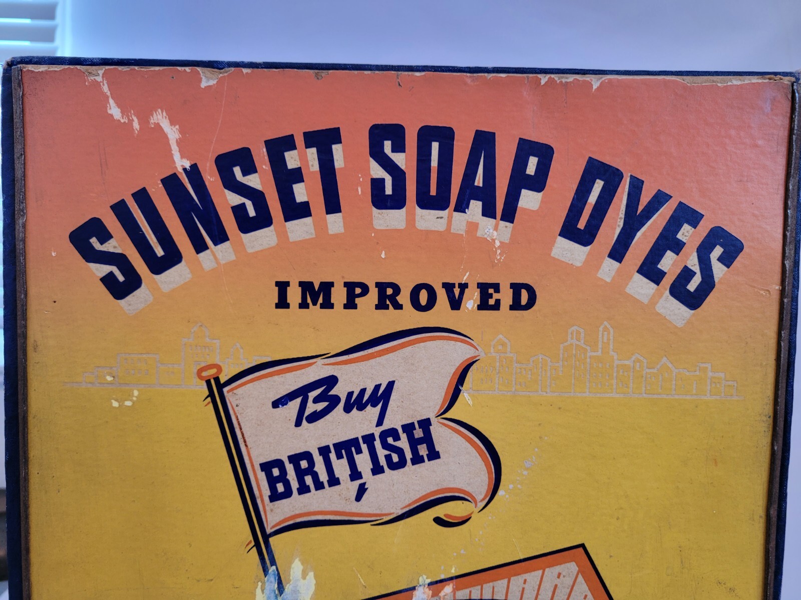Sunset Soap Dyes General Store Display Cabinet Sign British Dyes Toronto Canada!