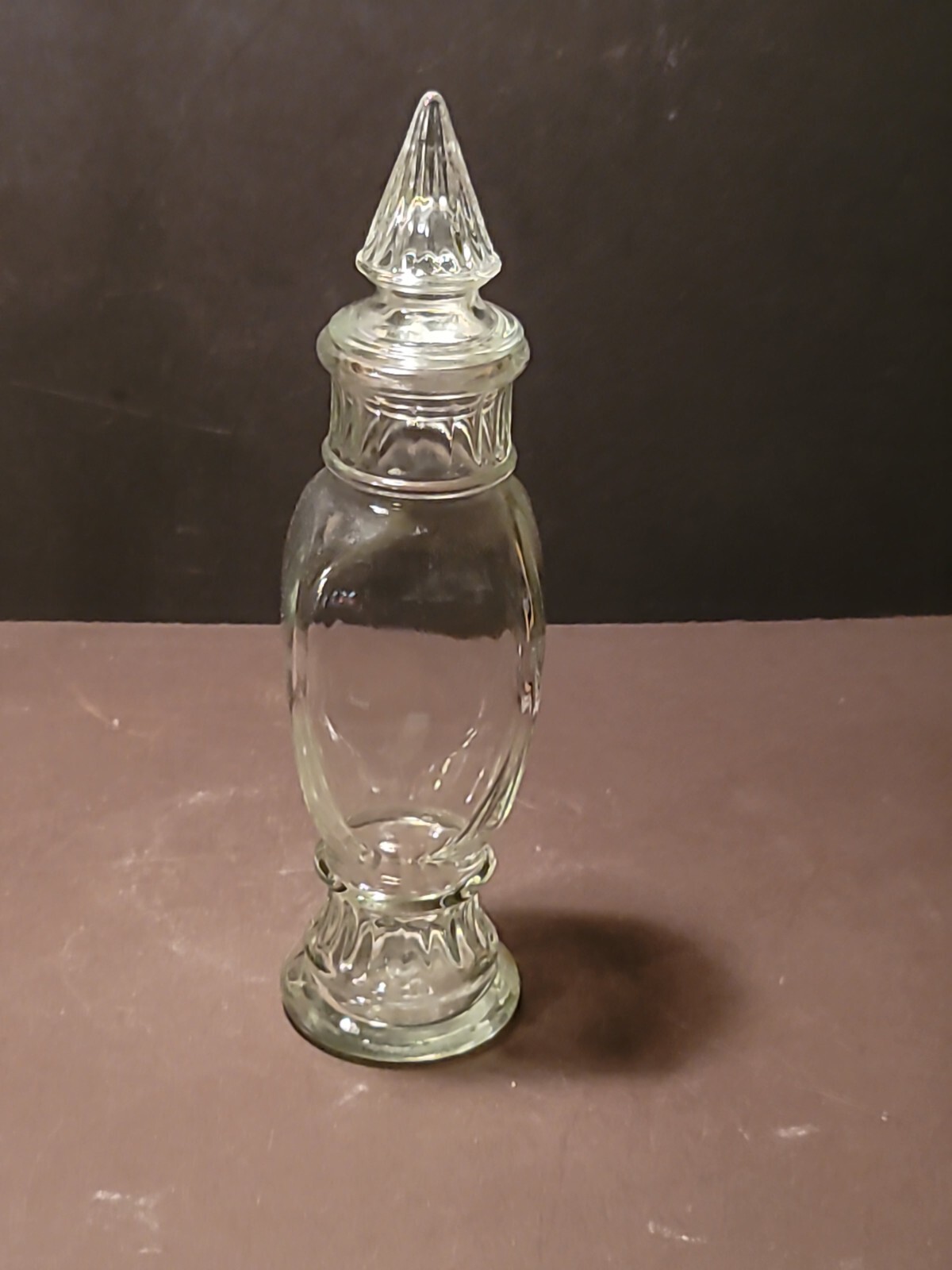 Vintage Drug Store Apothecary Jar Spike Stopper Ribbed Bands Storage #2
