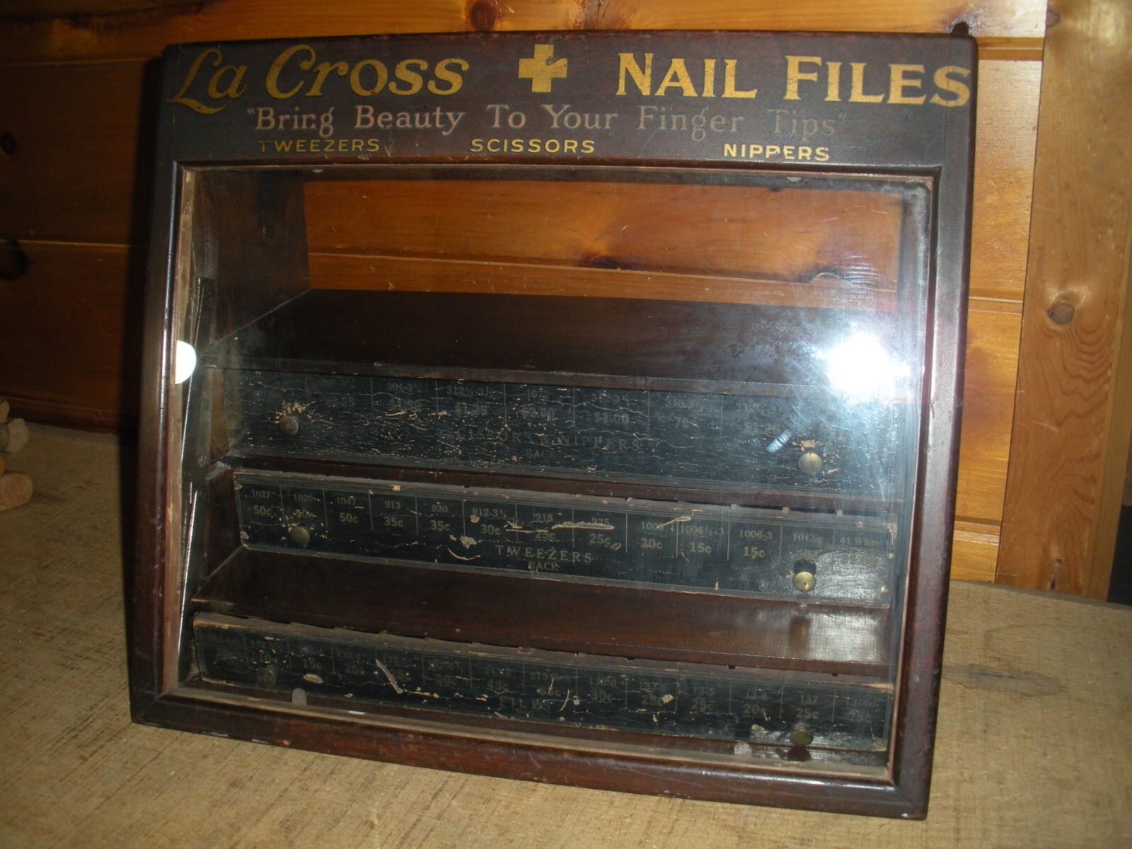 Vintage Store Display La Cross Nail Files, Tweezers, Sissors, Nippers