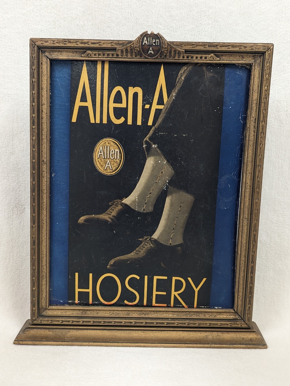 Original 1920’s Wooden Easel Store Display Antique Sign Card ~ Allen-A Hosiery