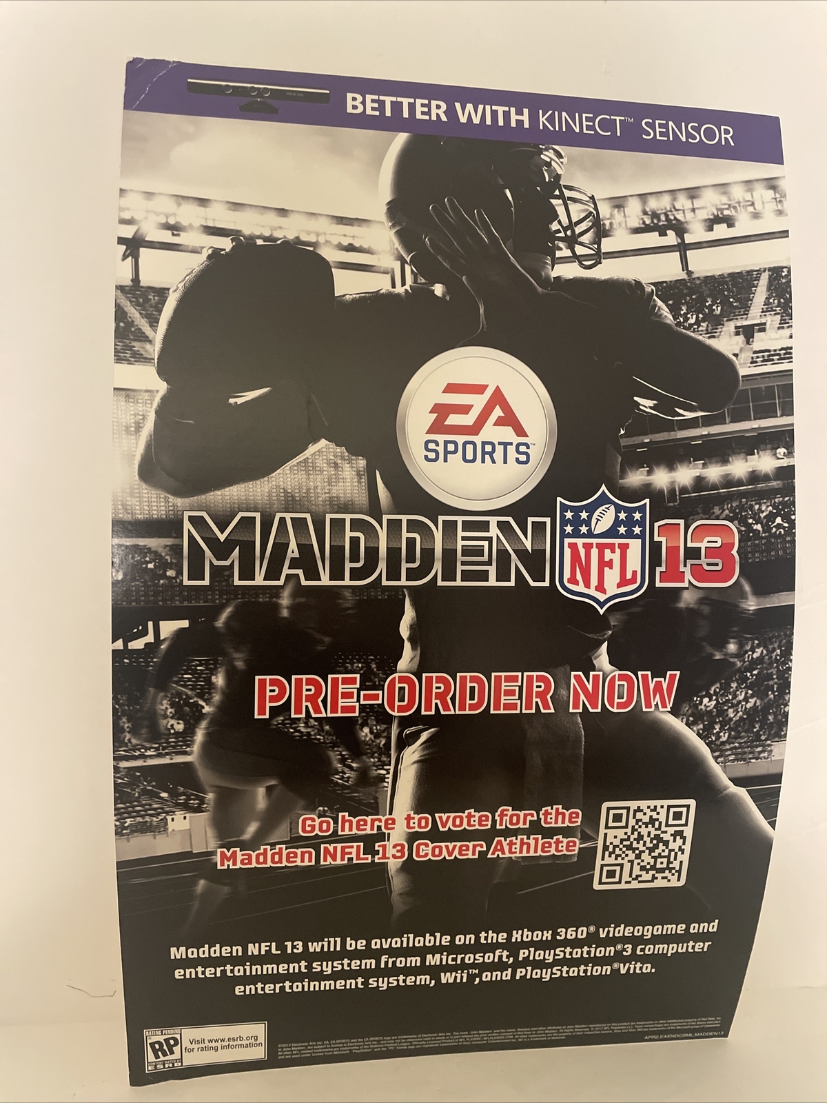Madden 13 Promotional Display Poster 18×11.5 Inches NOT A GAME
