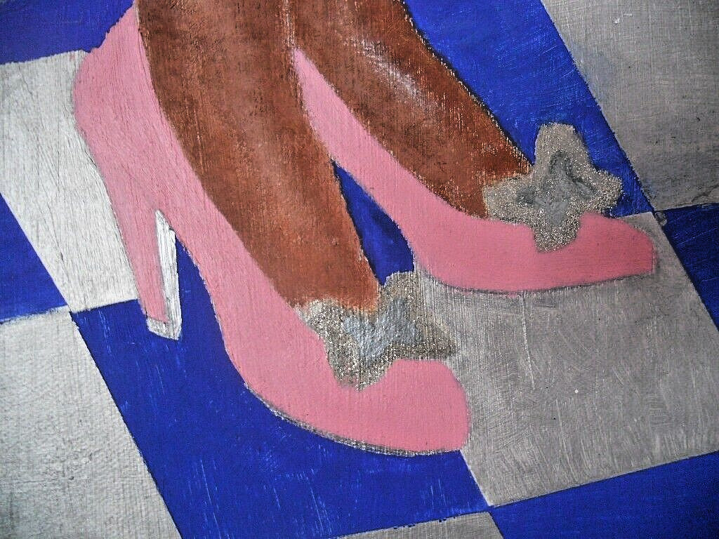 Op Outsider Art Painting Bloomingdale’s Store Woman’s Pink Shoe Advertising