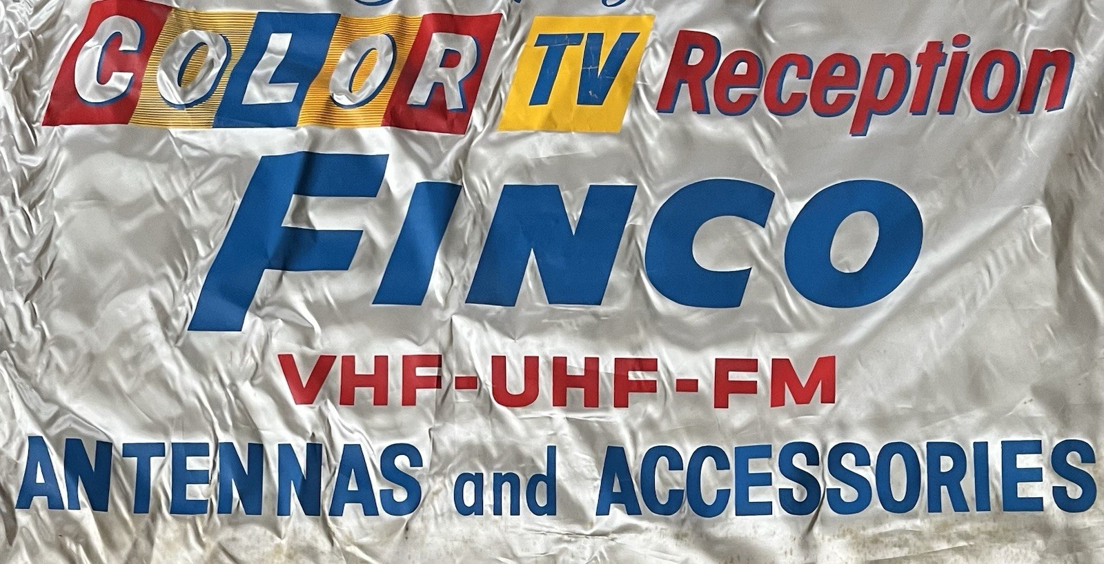 Vintage Finco Color TV Antenna Accessories Pennant Banner Sign Advertising