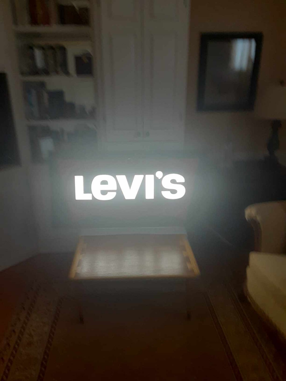 vintage working Levi’s store sign Lighted, large 24″ x 48″, red/black excel cond