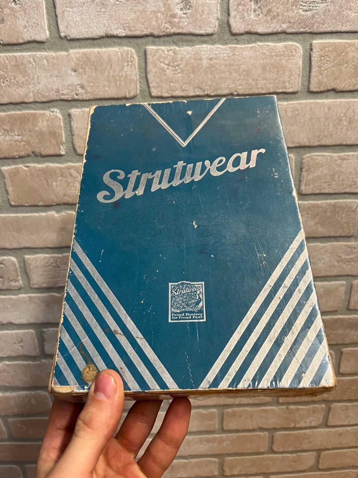 Vintage Strutwear Hosiery Stocking Empty Store Display Box 1930s Blue Silver
