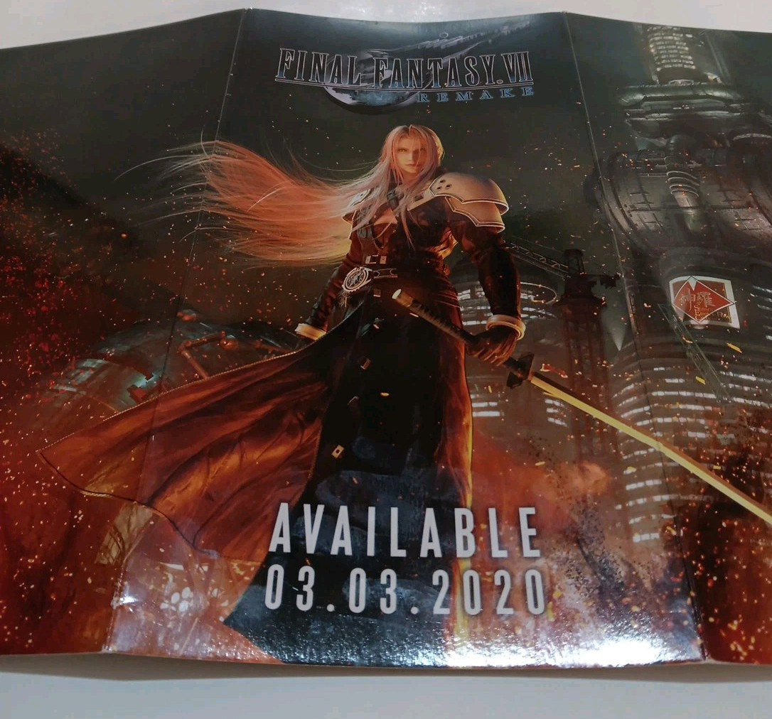 Final Fantasy VII 7 Remake GameStop Promo Store Display, Both Sides Printed RARE