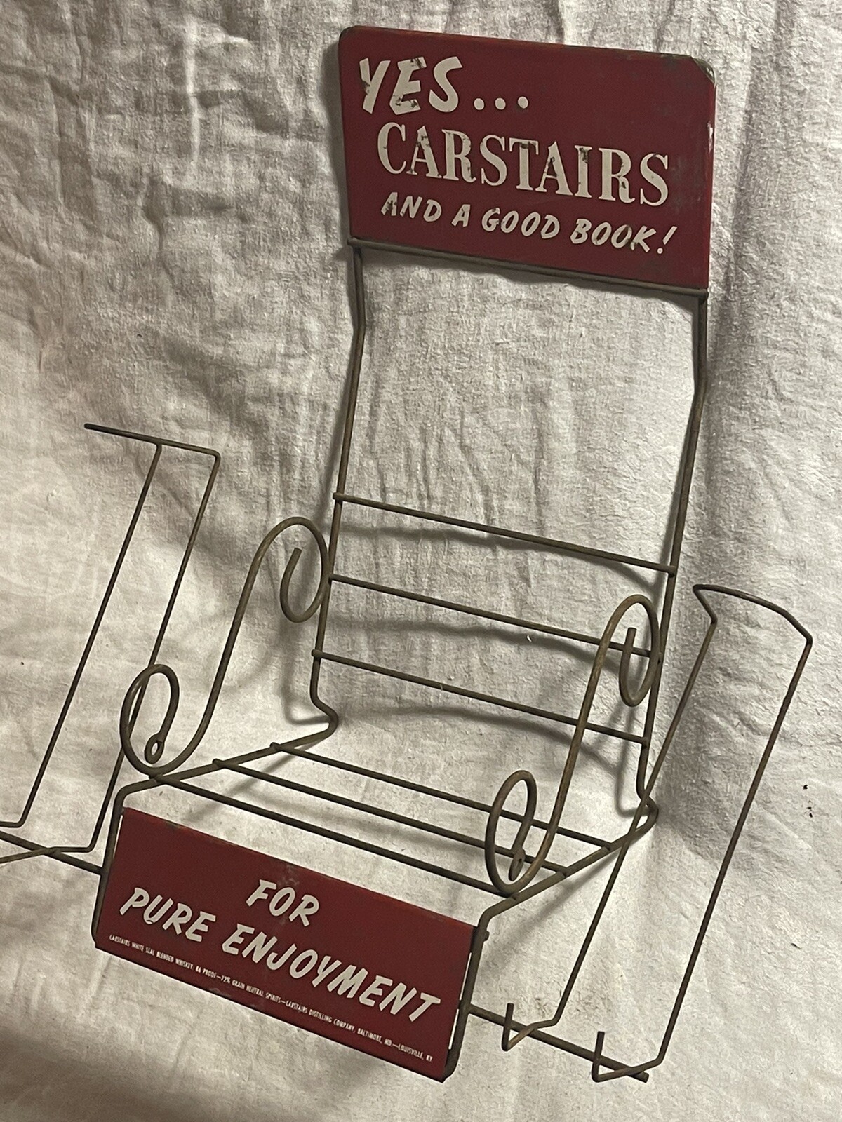 RARE Antique Vintage CARTSTAIRS Whiskey Liquor Advertising Display Metal Rack