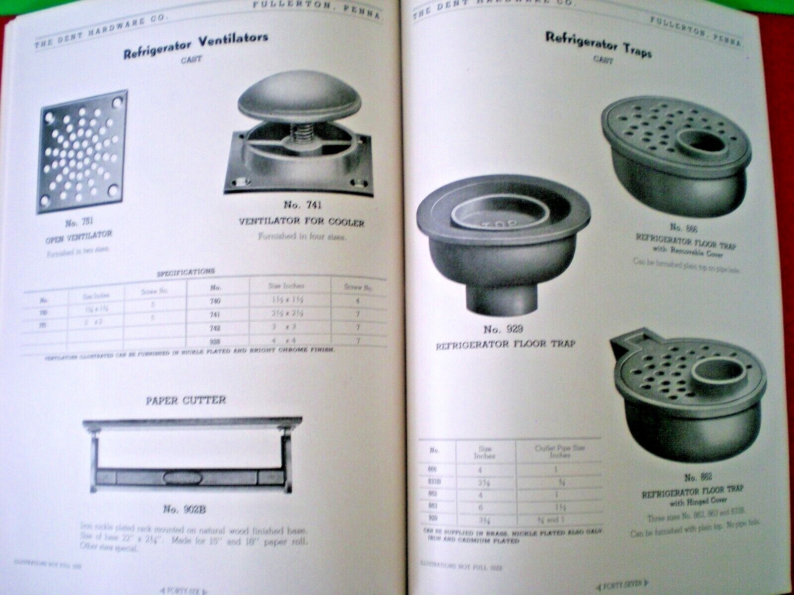 1948 REFRIGERATOR HARDWARE & DISPLAY CASE EQUIP. CATALOG ~ DENT ~ FULLERTON, PA