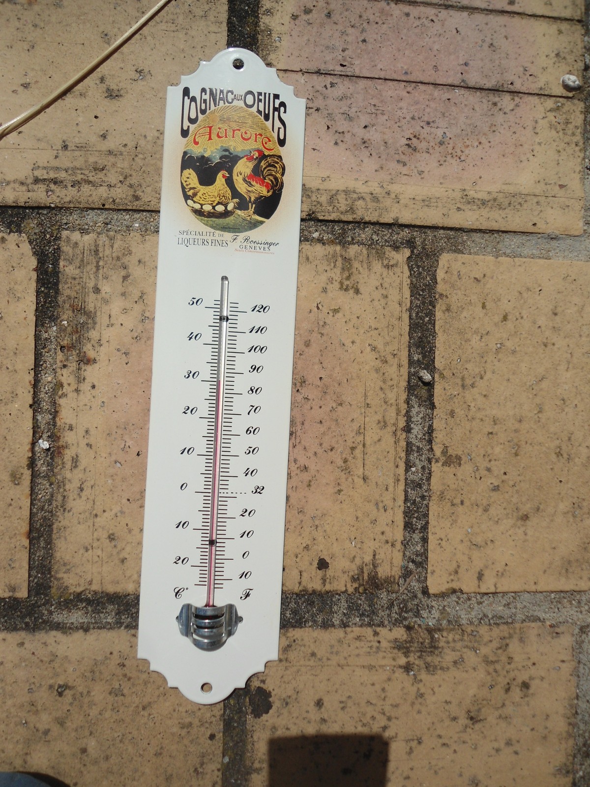 Pub Enamel Thermometer 30cm Egg Cognac Genuine Enamel New Fab in France