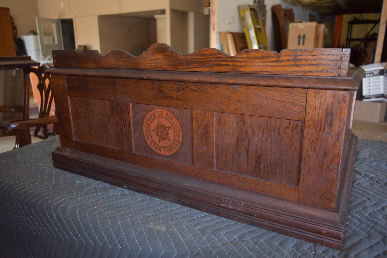 Antique Willimantic General Store Spool Cabinet w/ Leather Writing Top 1900