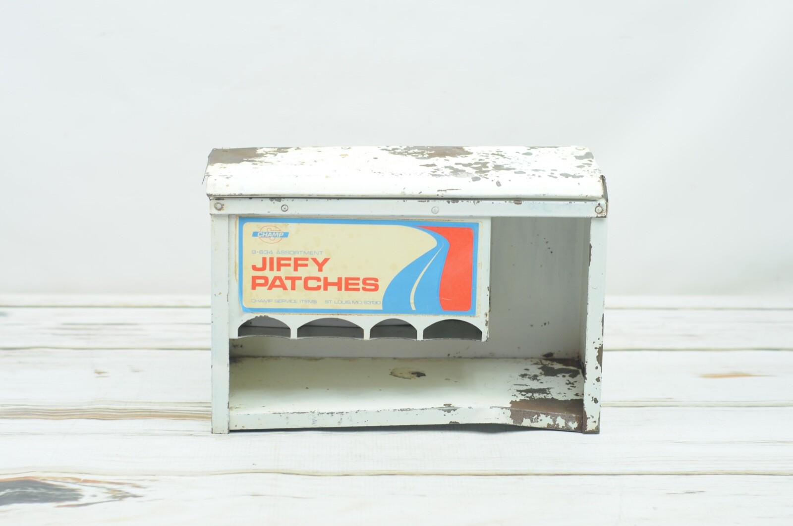 Vintage Display Case Jiffy Patches Store Display Champ Service Industrial Storag
