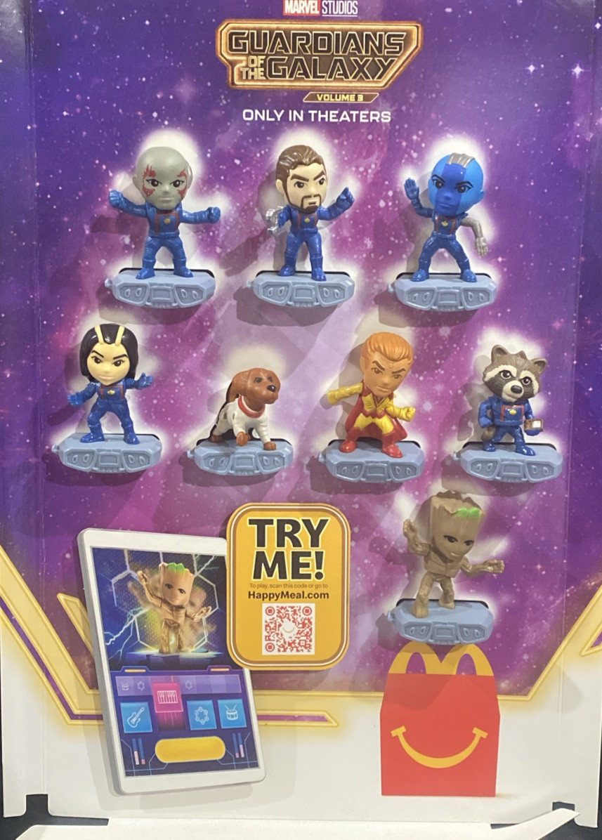 2023 GUARDIANS OF THE GALAXY (Movie) McDonald’s Store Display With 8 Toys ~RARE~