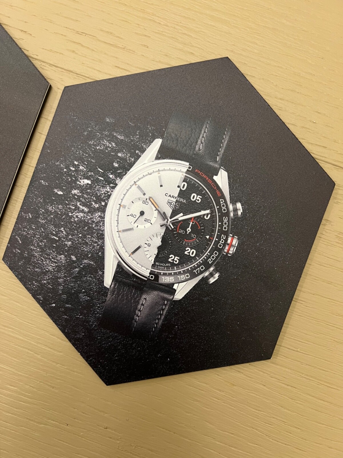 RARE Tag Heuer Porsche Carrera Chrono Watch Dealer Store Counter Display 2 Signs