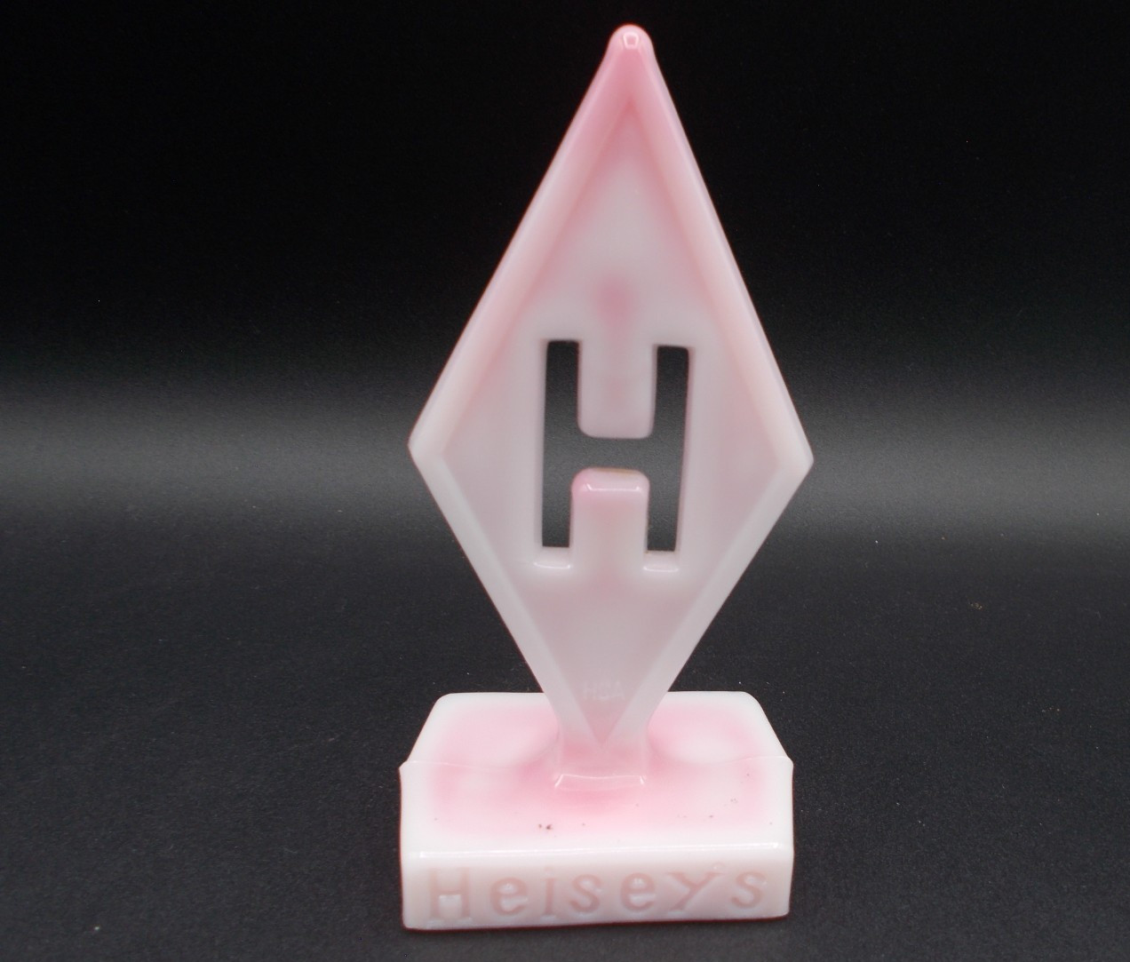 Rare Fenton Helsey Pink Rosalene Glass Rectangular Dealer Display Logo Sign