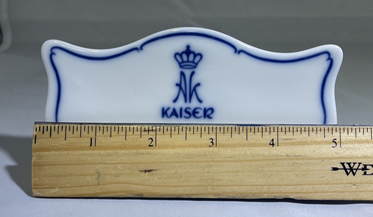 Blue White Kaiser Porcelain Dealer Advertising Display Sign Plaque Since 1872