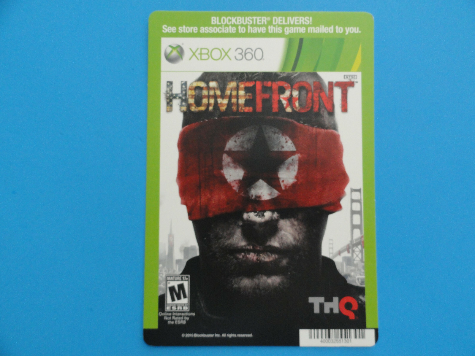 XBOX 360 HOMEFRONT BLOCKBUSTER VIDEO SHELF DISPLAY BACKER CARD – NO GAME