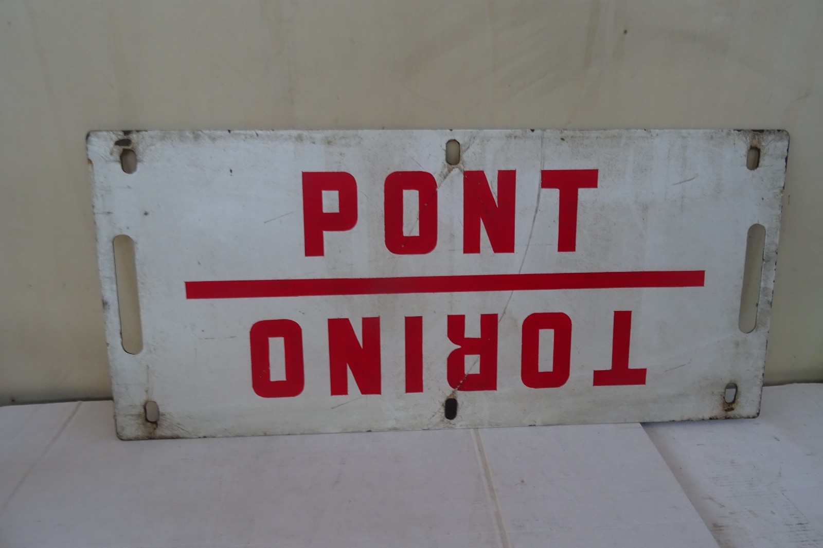 enamel sign train FS railway station Turin Pont Rivarolo Turin era