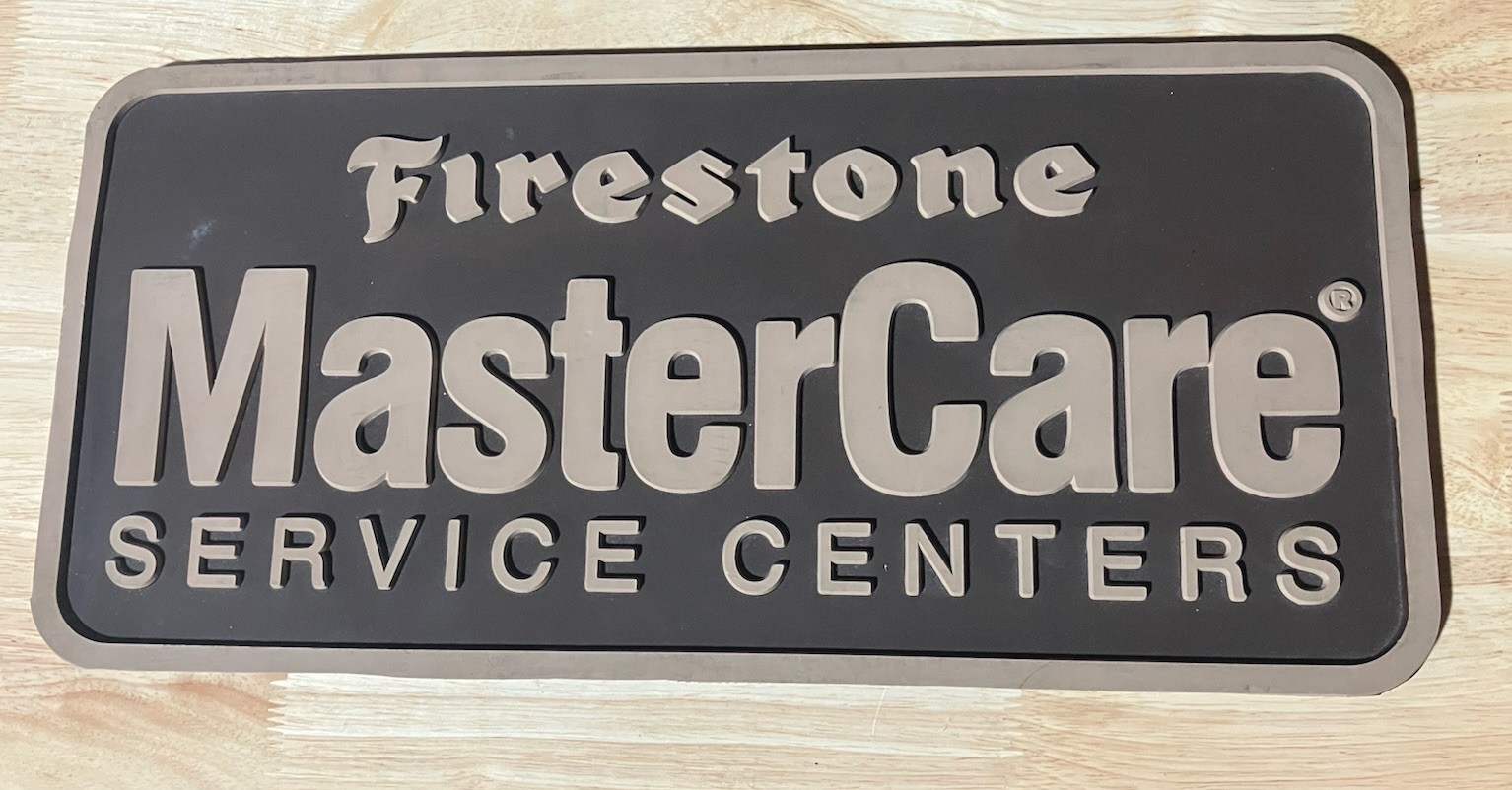 Firestone MasterCare Service Center Counter Mat RARE! 19” x 9” Sign Advertising