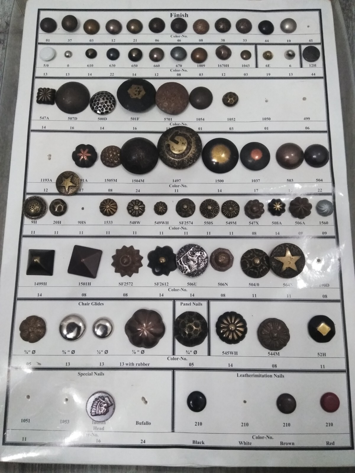 VTG. Upholstery Furniture Tacks / nailhead Display Salesman Sample (read)