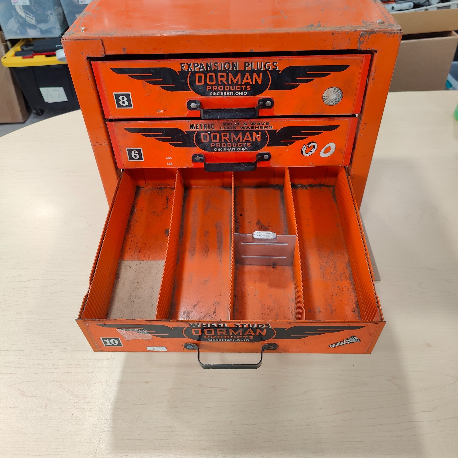 Vintage Dorman Auto Parts Bin 4 Drawer Cabinet Counter Tool Organizer Industrial