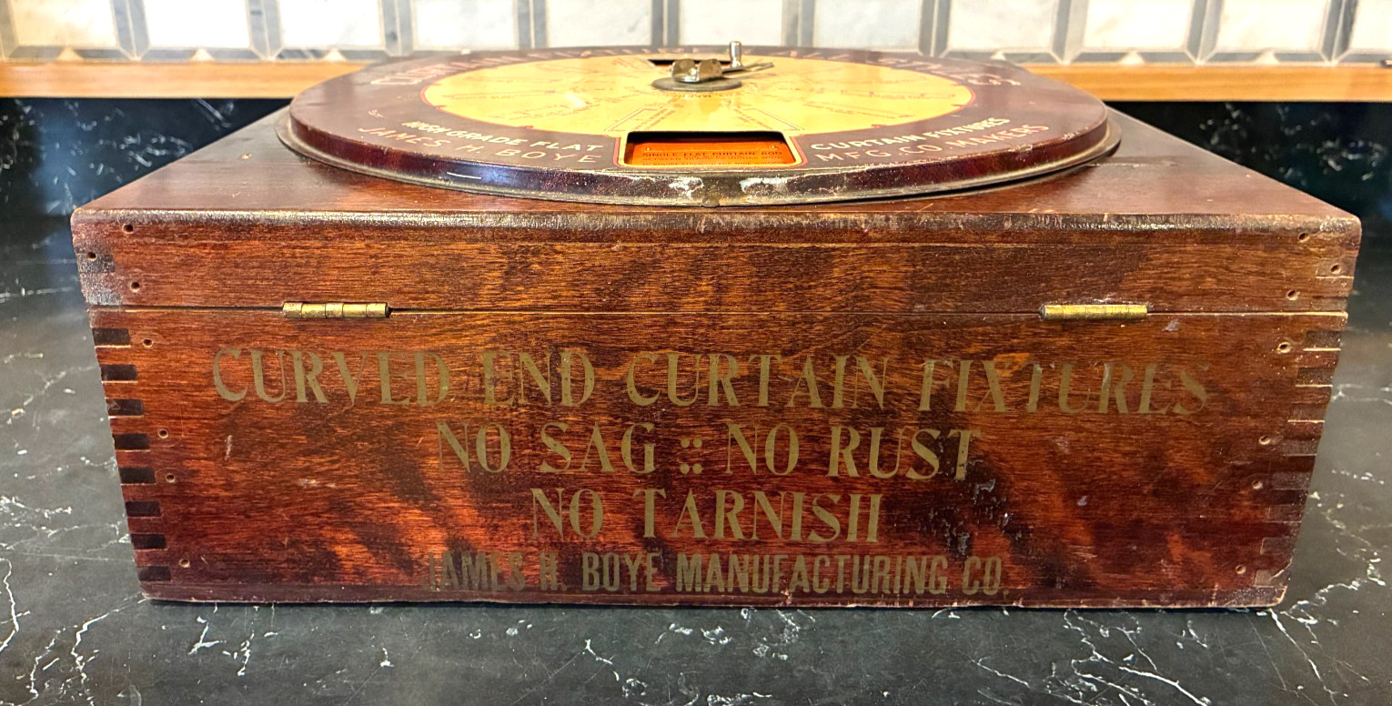 Vintage Boyemaco Curtain Fixtures Box General Store Display – Working Dial 1920s
