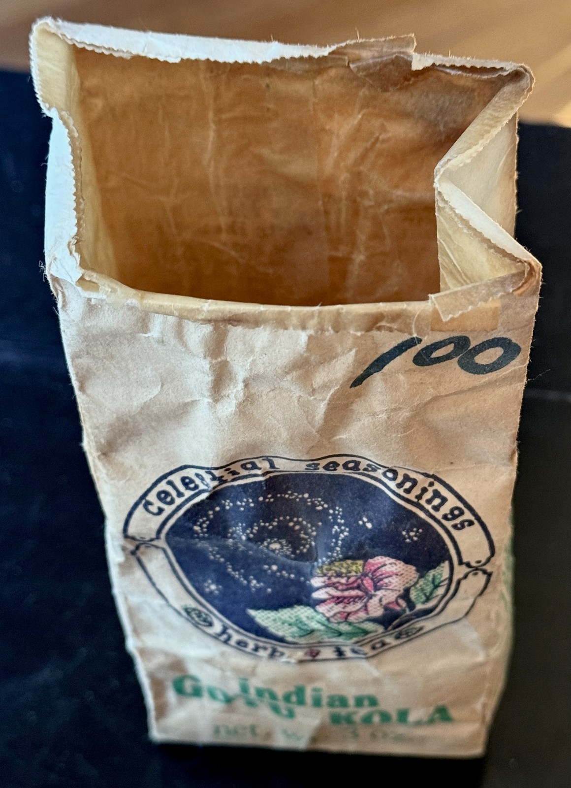 1973 Very Early Celestial Seasoning Packaging / Bag for Herbal Gotu Kola Tea