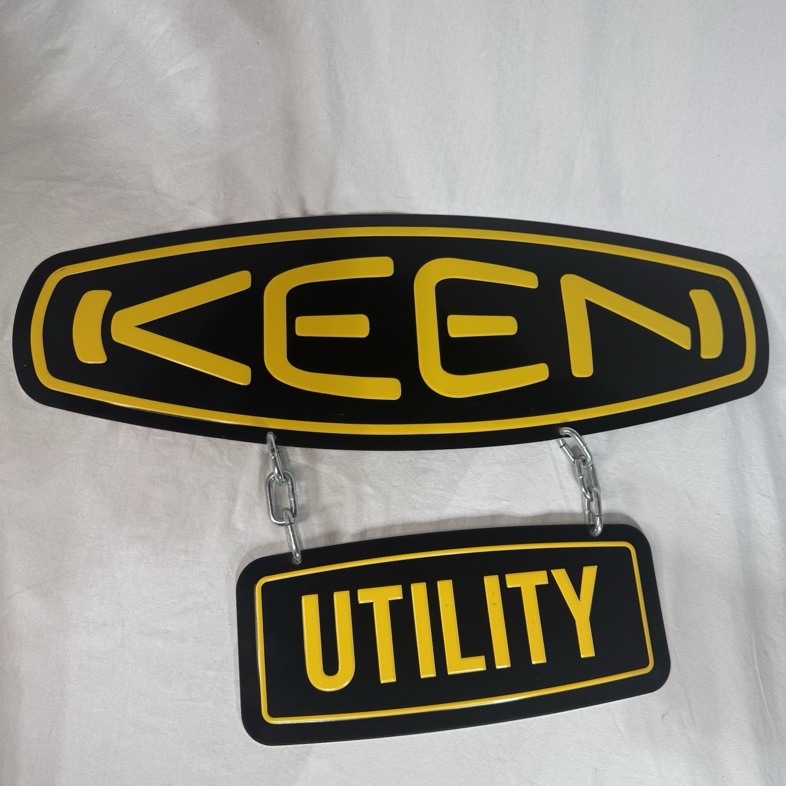 Keen Utility Shoe Brand Sign Metal Store Advertising Hanging Display 27” x 18”