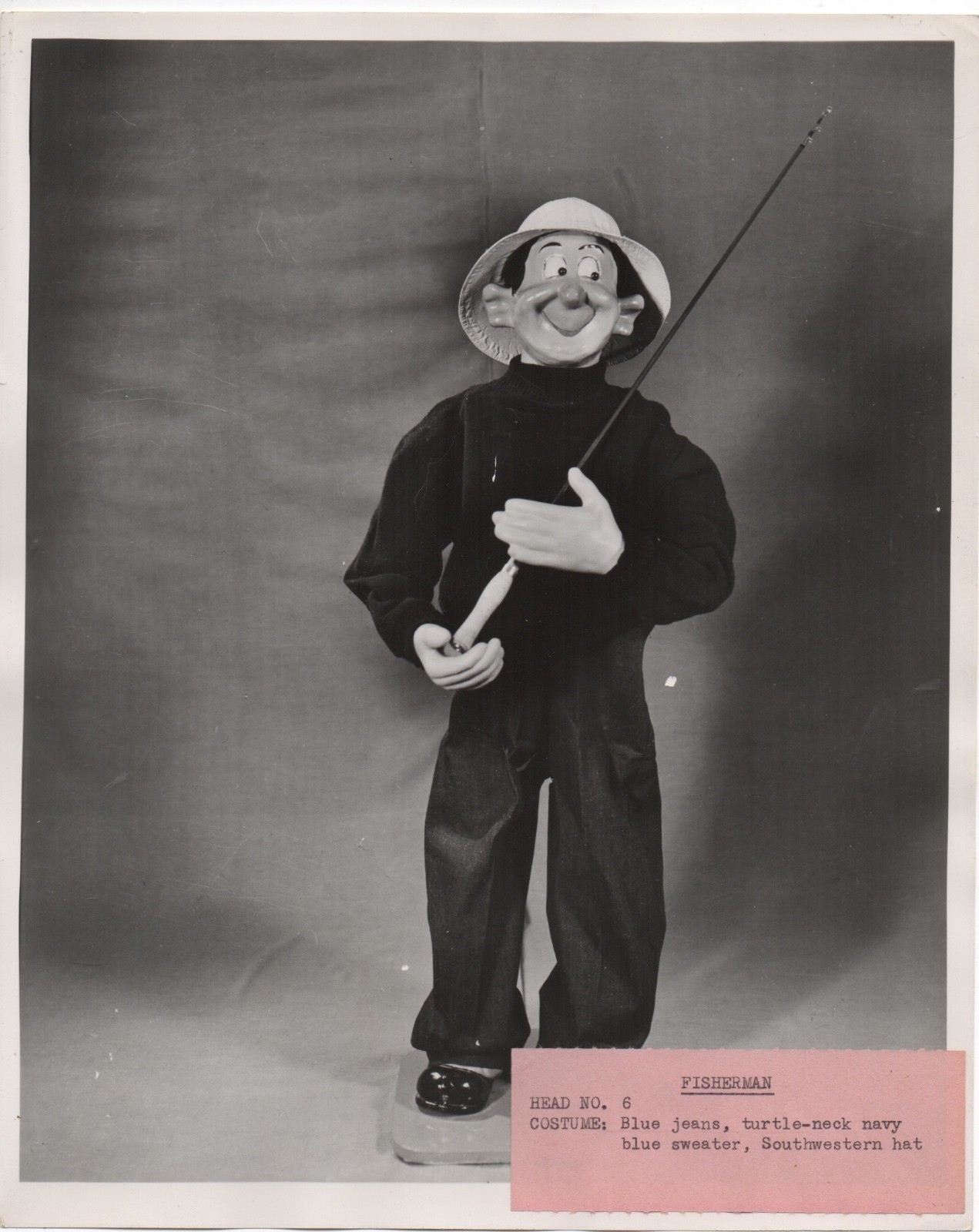 1962 Photo Happy Huckster Fisherman Figural Store Display Mealey Corp SF CA 9)
