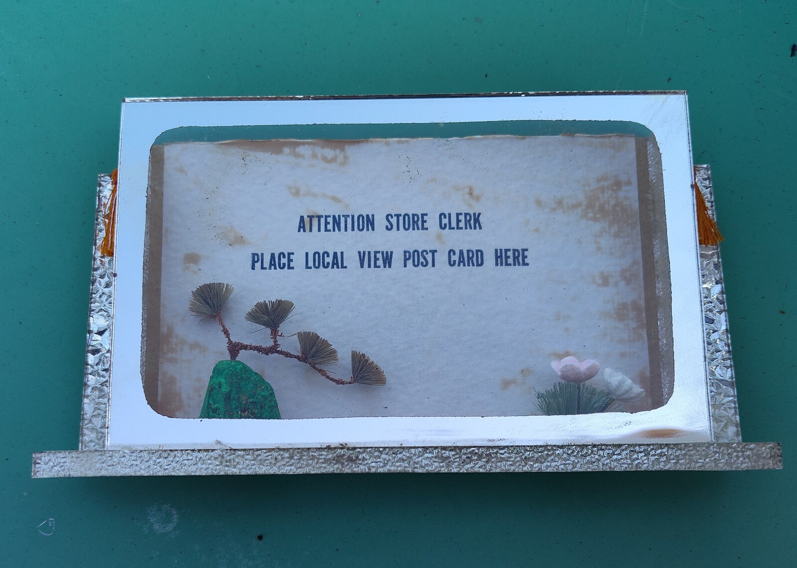 1940’s RARE!! STORE POSTCARD DISPLAY HOLDER MADE IN JAPAN 3D FLOWERS UNUSUAL