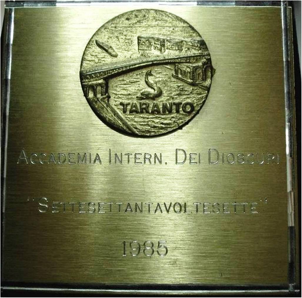 TARANTO-Apulia *Premio “DIOSCURI” (7seventy times seven) 1985