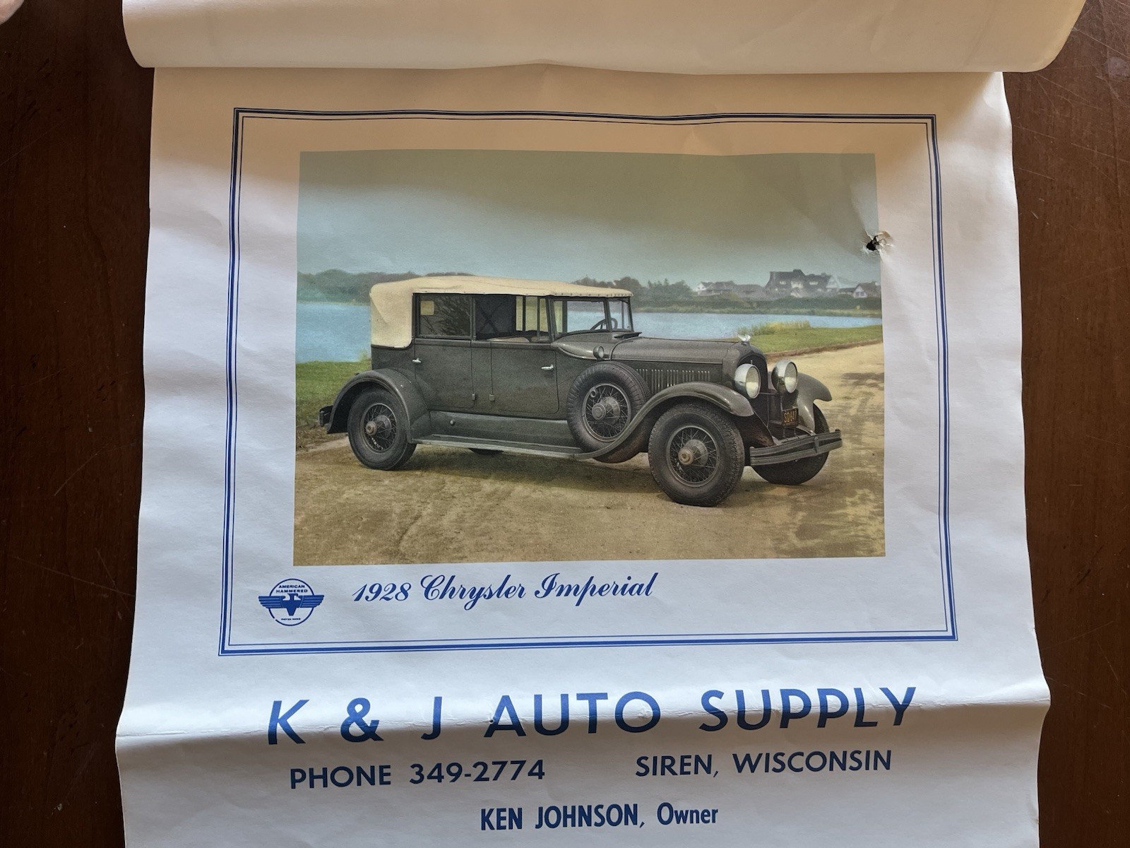 1966 American Hammered Piston Rings Calendar K&J Auto Supply Display Siren WI