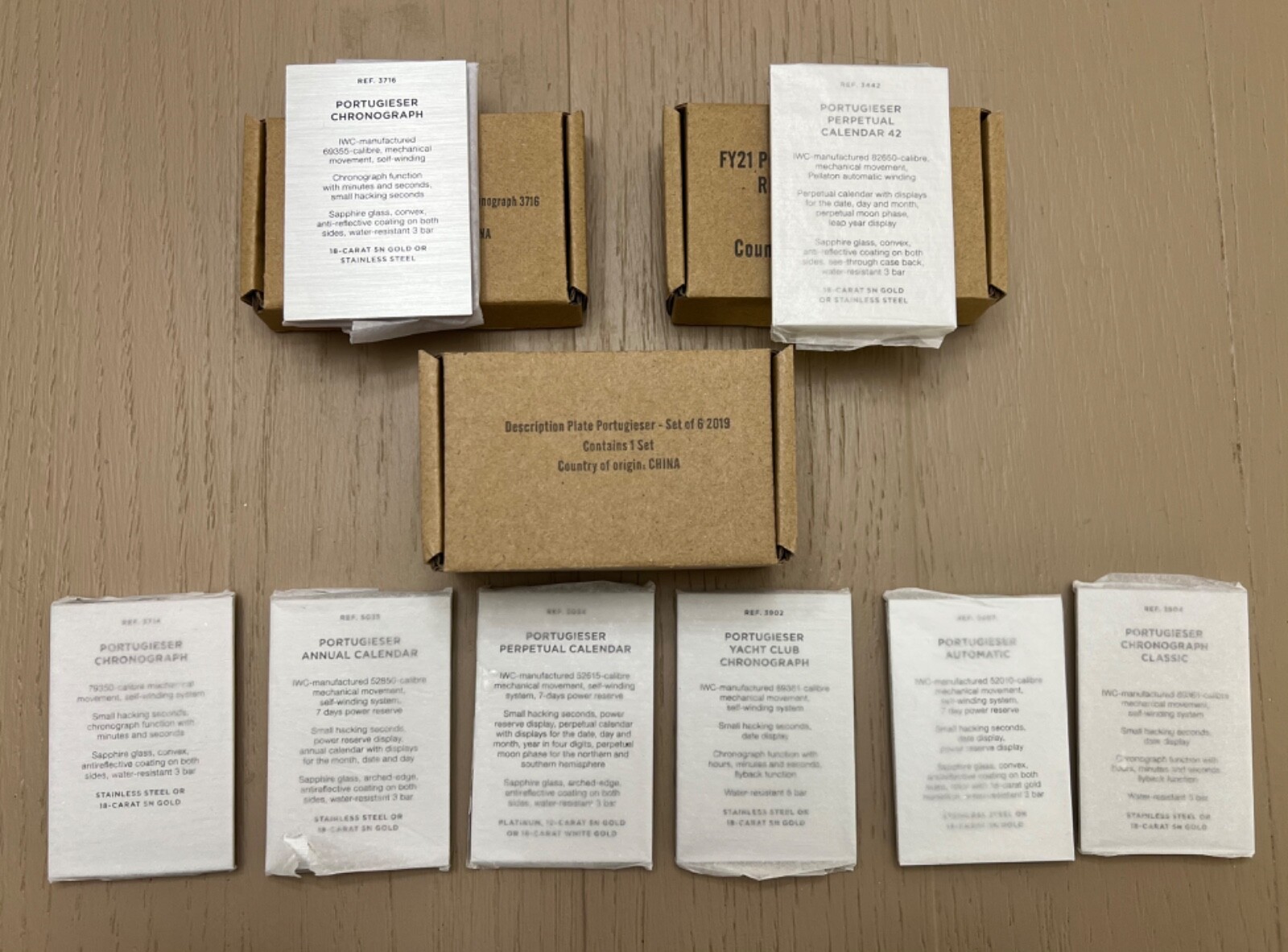 NEW IWC PORTUGIESER DEALER’S ALUMINUM DISPLAY SIGNS PLAQUES x 8 Collectors RARE