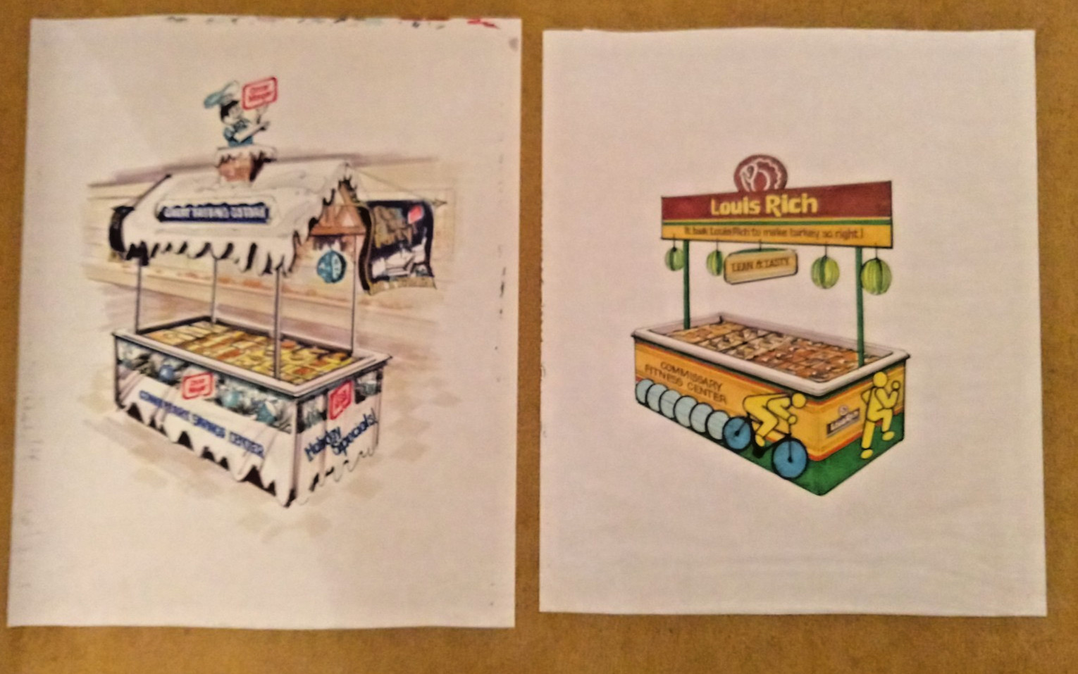 Supermarket Mock Ups Original Art Louis Rich Oscar Mayer Commissary Center 18×22