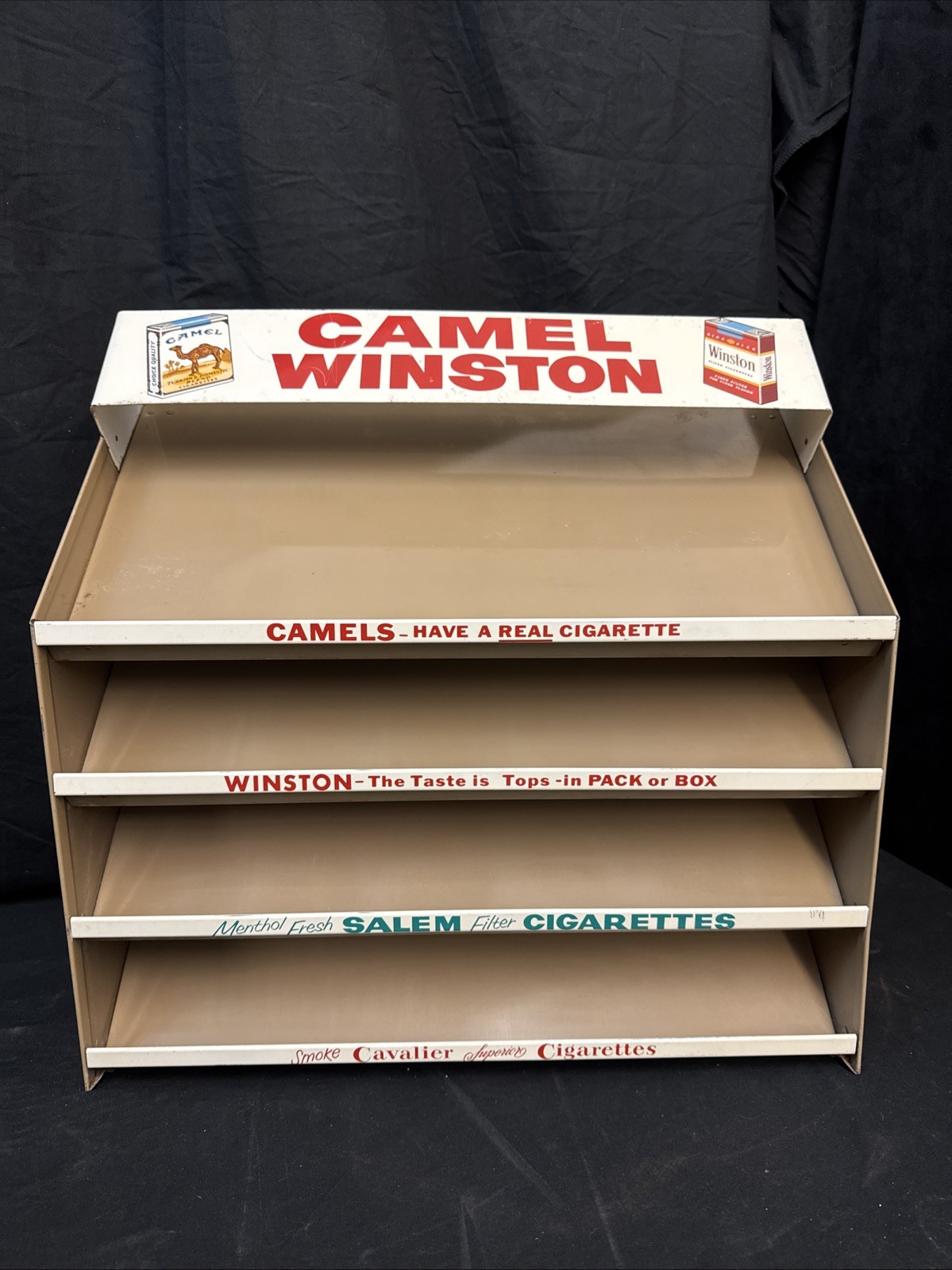 Vintage Metal Cigarette Store Display Rack Camel Winston Salem Cavalier Branded
