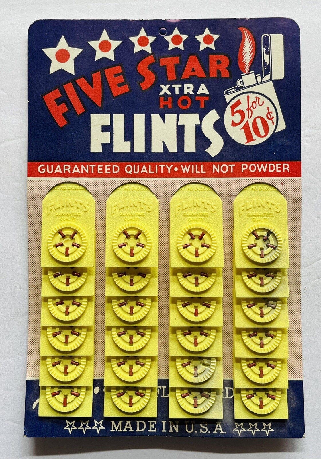 Five Star Xtra Hot Flints Vintage Store Sales Display