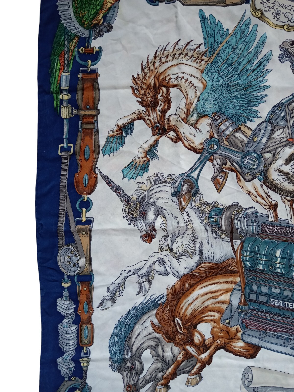 *HH* Foulard Seta Pubblicitario Sea Tek Seatek Azienda Carlo Bonomi Motore Horse