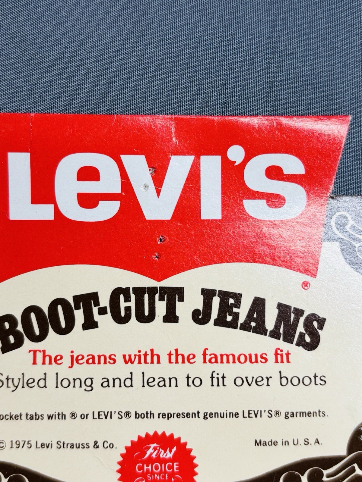 Vintage Levi Strauss Levi’s Jeans Hang Tag Pocket Tag 1970s Denim Boot Cut 1975