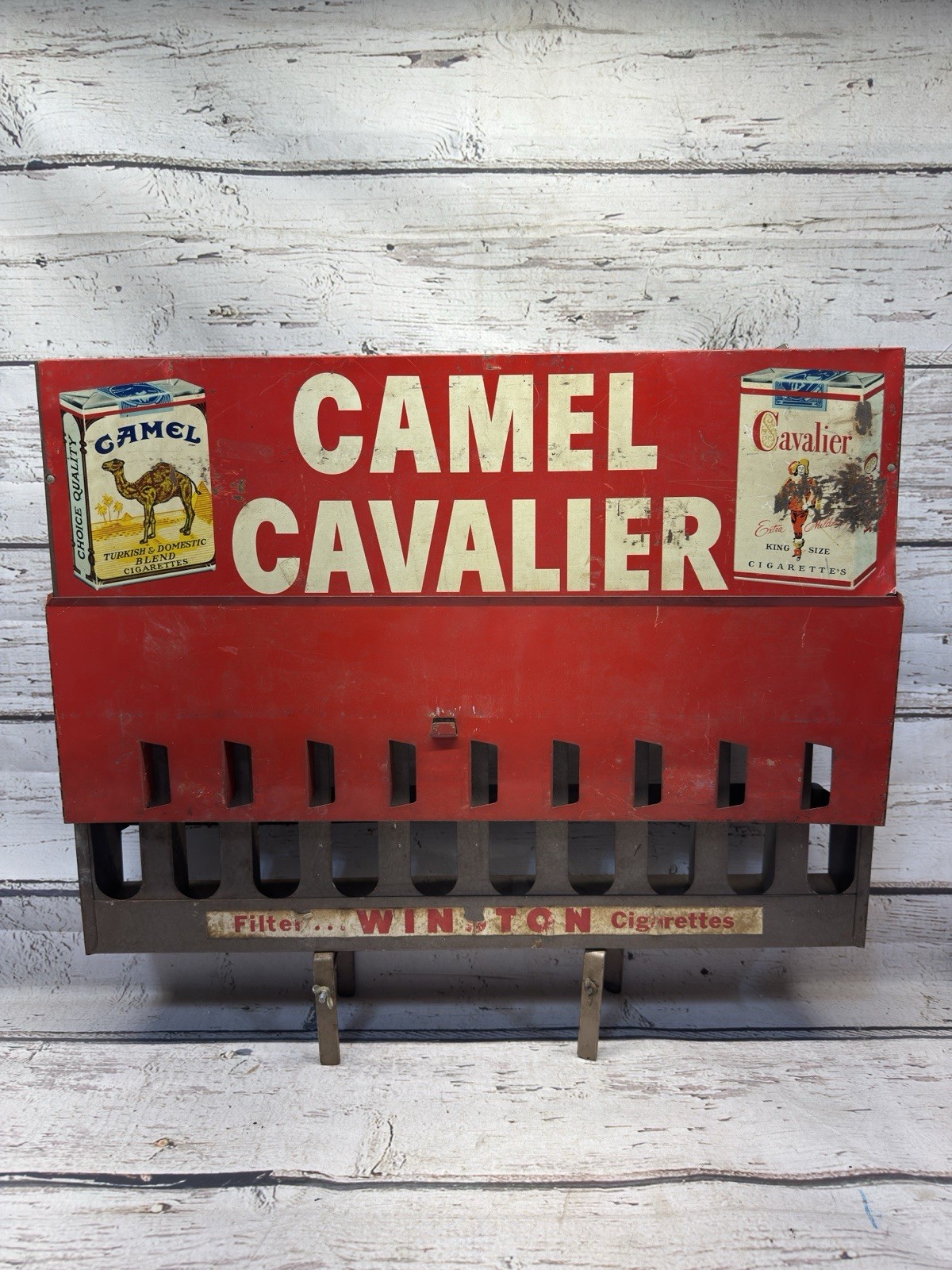 VTG Camel Cavalier Winston Cigarettes Metal Store Advertising Box Display Rack