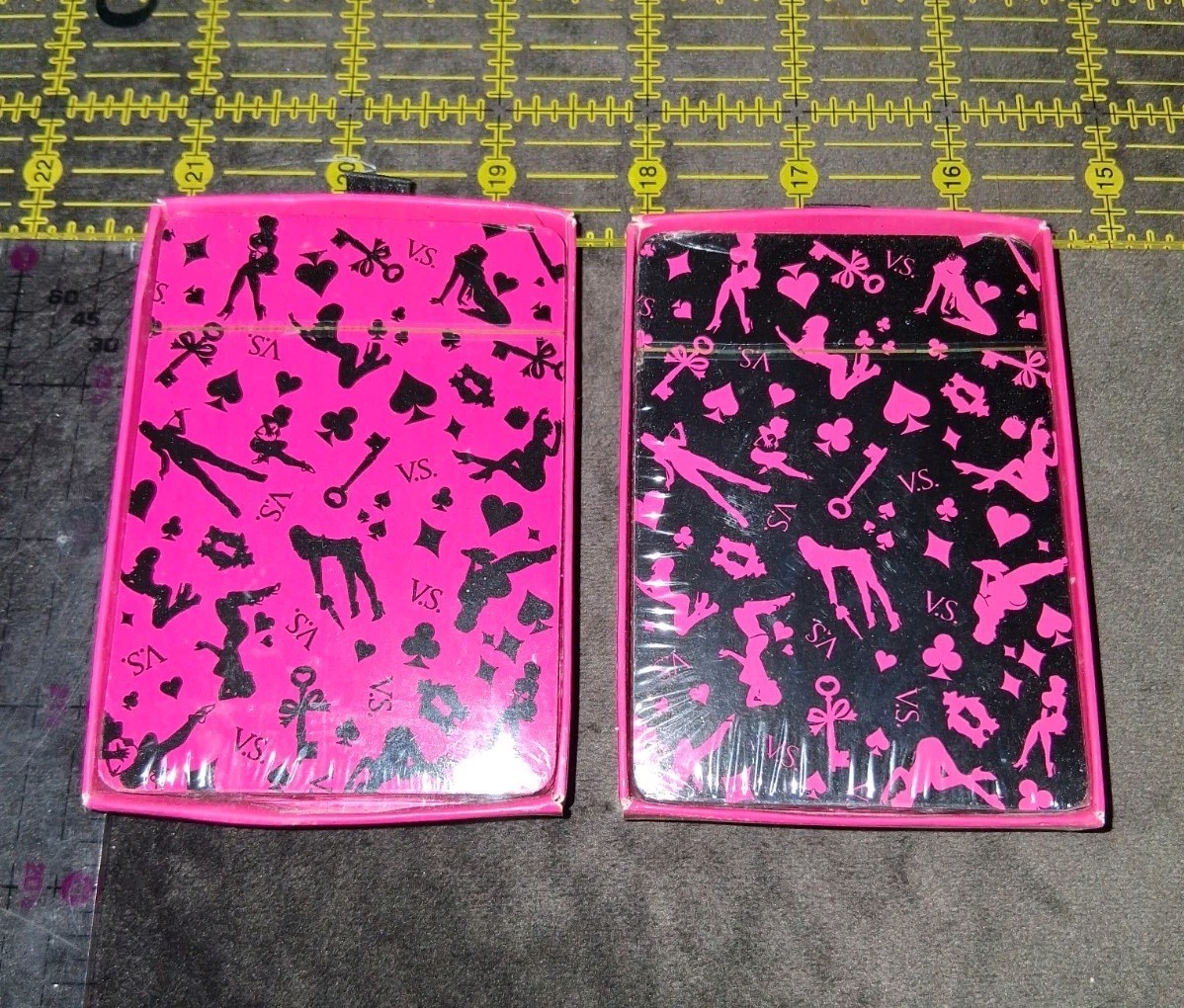 X2 Lot Of Victoria Secret playing cards prop display Pink And Black Pack VS